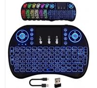 2.4G Mini Wireless Keyboard with Trackpad, Handheld Remote with 7-Color Backlit and Rechargeable for Smart TV, Android TV Box, PC, Laptop, FireStick, HTPC, PS3, PS4, Raspberry Pi, KODI, Windows