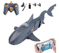 2.4G RC Shark with Camera for Pool, APP Controlled RC Boat with Double Screw, Underwater Remote Control Toys for Adults,Gray