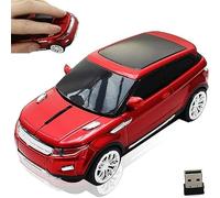 2.4G Wireless Car Mouse Cool SUV Shape with Headlight,Silent Portable Ergonomic Optical Cordless Car Mouse with 2.4G USB Receiver,for Computer Laptop PC,Travel Office Home,Gift for Family Friend-Red