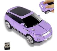 2.4G Wireless Car Mouse Cool SUV Shape with Headlight,Silent Portable Ergonomic Optical Cordless Car Mouse with USB Receiver,for Computer Laptop PC,Travel Office Home,Gift for Family Friend-Purple