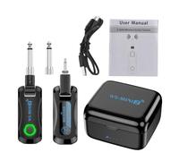 2.4G Wireless Guitar System with Charging Case, Rechargeable Transmitter & Receiver Set for Electric/Acoustic Guitar, 4 Channels 40m Range 210-Degree Rotatable Plug & Play