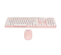 2.4G Wireless Keyboard and Mouse Combo, Round Keycaps, Numeric Keypad, Adjustable DPI (800, 1600, 2400), Wide Compatibility for Office (Pink Board)