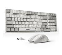 2.4G Wireless Keyboard and Mouse Combo with Silent Touch, One-Key to Switch Windows, Mac OS, Quiet Soft Click, Compact Full-Size (98 Keys) Typewriter Keyboard for PC, Desktop, Laptop, MacBook- White