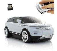 2.4G Wireless Mouse, Cool Car Shape, USB Optical Ergonomic Silent Portable Cordless Office Mice, for Kids Boy Girl Gift with USB Receiver,for PC Computer Laptop Desktop PC with 3 Buttons（White）