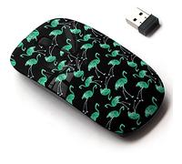 2.4G Wireless Mouse with Cute Pattern Design for All Laptops and Desktops with Nano Receiver - Beautiful Watercolor Flamingo Decoration