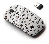 2.4G Wireless Mouse with Cute Pattern Design for All Laptops and Desktops with Nano Receiver - cat Dog Brown paw Prints