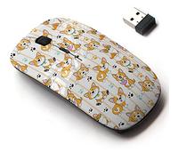 2.4G Wireless Mouse with Cute Pattern Design for All Laptops and Desktops with Nano Receiver - Cute Dog Corgi on Striped