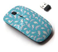 2.4G Wireless Mouse with Cute Pattern Design for All Laptops and Desktops with Nano Receiver - Cute Manatee on Blue
