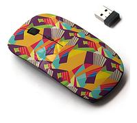 2.4G Wireless Mouse with Cute Pattern Design for All Laptops and Desktops with Nano Receiver - Decorative Geometric Mosaic Pattern Design