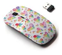 2.4G Wireless Mouse with Cute Pattern Design for All Laptops and Desktops with Nano Receiver - Hearts Rainbow