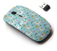 2.4G Wireless Mouse with Cute Pattern Design for All Laptops and Desktops with Nano Receiver - Llama Alpaca Cactuses Leaves