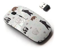 2.4G Wireless Mouse with Cute Pattern Design for All Laptops and Desktops with Nano Receiver - Panda Polar Bear Black
