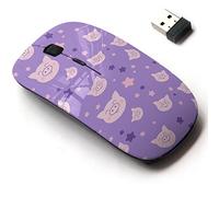 2.4G Wireless Mouse with Cute Pattern Design for All Laptops and Desktops with Nano Receiver - Pig Purple Star