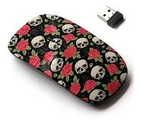 2.4G Wireless Mouse with Cute Pattern Design for All Laptops and Desktops with Nano Receiver - Skull Roses Freehand