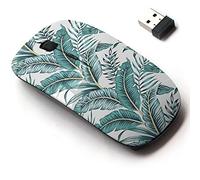 2.4G Wireless Mouse with Cute Pattern Design for All Laptops and Desktops with Nano Receiver - Tropical Banana Green Leaves