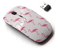 2.4G Wireless Mouse with Cute Pattern Design for All Laptops and Desktops with Nano Receiver - Tropical Pink Flamingos