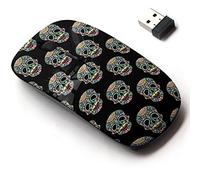 2.4G Wireless Mouse with Cute Pattern Design for All Laptops and Desktops with Nano Receiver - Zentangle Stylized Color Sugar Skull
