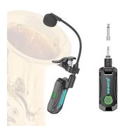 2.4G Wireless Saxophone Microphone, Acoustic Guitar Wireless Microphone with Transmitter and Receiver, 30M Stable Signal for Saxophone, French Horn, Trumpet, Trombone Live Shows