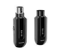 2.4G XLR Wireless Microphone Transmitter Receiver, Wireless Mic Audio System Support 48V Phantom Power USB Charging Microphone Adapter for Public Speaking Singing
