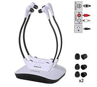 SIMOLIO 2.4GHz Digital Wireless Headphones for TV Listening with Clear Dialogue, Wireless TV Headsets for Seniors/Hard of Hearing, 100ft Long Range, No Delay (Optical/AUX/RCA) SM-824D2