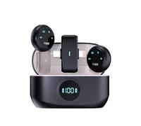 2.4GHz LED Display Mini Clip Mic with Charging Case Portable Plug&Play Lavalier Mic Magnetic Suction Professional Noise Reduction Mics for Interview Podcast Vlog Video Recording