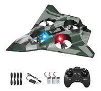 2.4Ghz Remote Control Foam Airplane Toy,RC Plane,Remote Control Airplane Fighter Jet with LED Light,360°Flip,Auto Hover,Easy to Fly for Beginners (army green)