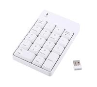 2.4GHz USB Wireless Numeric Keypad Numpad,Mini 18 Keys Bluetooth Number Pad Portable Financial Accounting Numeric Keypad Keyboard Extensions with Receiver for Laptop Surface Pro Tablets Windows(White)
