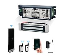 2.4GHz WiFi Access Control 400lb Holding Force Electic Magnetic Door Lock System Kit with Remote and Smartphone app Control, paired with Touchless Sensor Switch (Magnetic Lock Kit)