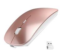 2.4GHz Wireless Bluetooth Mouse, Dual Mode Slim Rechargeable Wireless Mouse Silent USB Mice, 3 Adjustable DPI,Compatible for Laptop Windows Mac Android MAC PC Computer (Rose Gold)