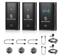 2.4GHz wireless lavalier microphone system Sevenoak Compact Lav Clip on Mic Mics for DSLR Camera Tablet Laptop for Streaming Interview Video Recording YouTube 2 Transmitters & 1 Receiver SKM-W4-K2