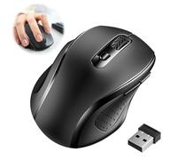 2.4GHz Wireless Optical Mouse with USB Receiver, Ergonomic 6-Button Cordless Mouse with 4 Adjustable DPI Levels Silent Click Long Battery Life for Laptop PC MacBook Notebook Chromebook Desktop (Black)