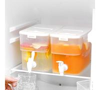 2 4L Drinks Dispenser Fridge Water Dispenser with Tap Fridge Jug Drinks Chiller Large Capacity Refrigerator Cold Kettle Travel Desktop Water Container for Household Camping Juice Drinks Cocktail