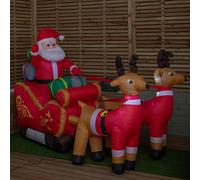 2.4m (8ft) Light up Santa Sleigh with Reindeers Christmas Inflatable with LEDs