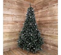 2.4m /8ft Rocky Mountain Pine Green Artificial Christmas Tree Snow Tip and Pine Cones