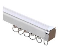2.4M ain Track Aluminum Ceiling Mounted ain Rail Single or Double Track Room Divider ain System White 2.40m (2 x 1.2m) Easy Install