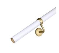 2.4m Banister Stair Handrail Kit - Matt White Rail & Brass Brackets
