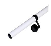 2.4m Banister Stair Handrail Kit - Matt White Rail & Matt Black Brackets