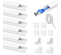 2.4m Cable Trunking Kit Self Adhesive,White Trunking for Electric Cables | Mini Trunking for Cables to Hide Wires,Wire Tidy Concealer for Tv - White 15 Mm x 9mm(0.4m x 6-Pack)