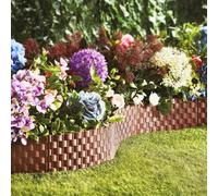2.4M Flexible Lawn Edging Fence - Faux Rattan Weather Resistant Staked Garden Border Panels - 4 X Strips, Each H22Cm X L60Cm