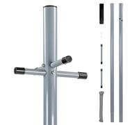 2.4m Galvanized Steel Washing Line Pole with 30m PVC-Coated Clothesline - Sturdy Ground Socket Installation for Outdoor Drying