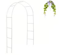 2.4m Heavy Duty Garden Arch - Metal Pergola Trellis for Climbing Plants, Roses & Vines, Elegant White Wedding Arbor, 7.8ft High Outdoor/Indoor Archway