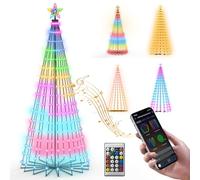 2.4M Large Christmas Cone Tree Light,500LED Smart IC Fairy Lights Outdoor Christmas Tree Lighted Prelit Artificial Trees Lights USB with Remote,App,Music Sync,Dynamic DIY,Waterproof for Indoor Outdoor