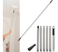 2.4m Paint Roller Extension Pole, 6-Section Lightweight Stainless Steel Telescopic Pole with Tapered Adapter for Painting, Cleaning, Window Washing & Gutter Cleaning (22mm Diameter)