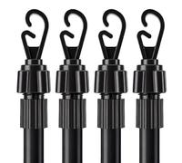 2.4M Telescopic Washing Line Prop Pole Metal Clotheslines Heavy Duty Home Garden Laundry Support Drying Line Poles Dry Clothes Drying Airer Washing Pole Extenedable to 2.4M Black Pack of 4