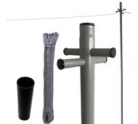2.4M Washing Line Post Heavy Duty With 30M Pvc Clothes Line And Ground Socket For Outdoor Laundry Drying