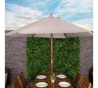 2.4M Wooden Garden Parasol - Light Grey