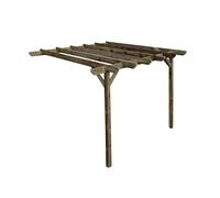 (2.4m x 2.4m, Rustic Brown) Lean To Garden Pergola - Chamfered Design