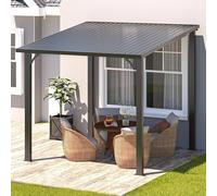 (2.4m x 2.4m) YODOLLA Outdoor Metal Harodtop Wall-Mounted Gazebo