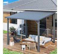 (2.4m x 3m) YODOLLA Outdoor Metal Harodtop Wall-Mounted Gazebo