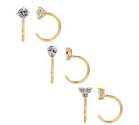 2/4Pairs 14K Gold Stay Close Hoop Huggie Half Hoop Earrings Minimalist Tiny Cartilage Helix Open Hugging for Women | Hypoallergenic 316L Stainless Steel Jewelry Set Trending Valentine's Day Gifts (A10